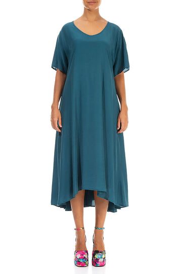 Flowy Dark Teal Silk Bamboo Dress