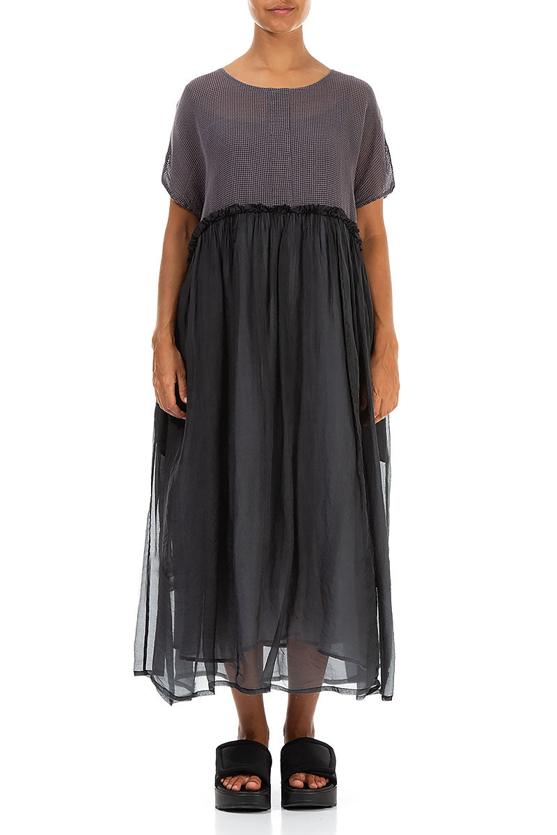Flowy Graphite Mesh Silk Dress