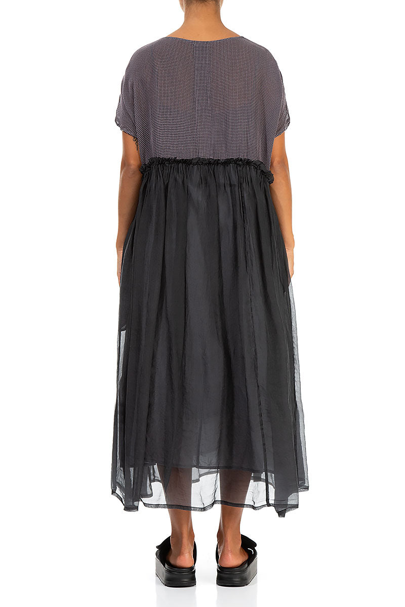 Flowy Graphite Mesh Silk Dress