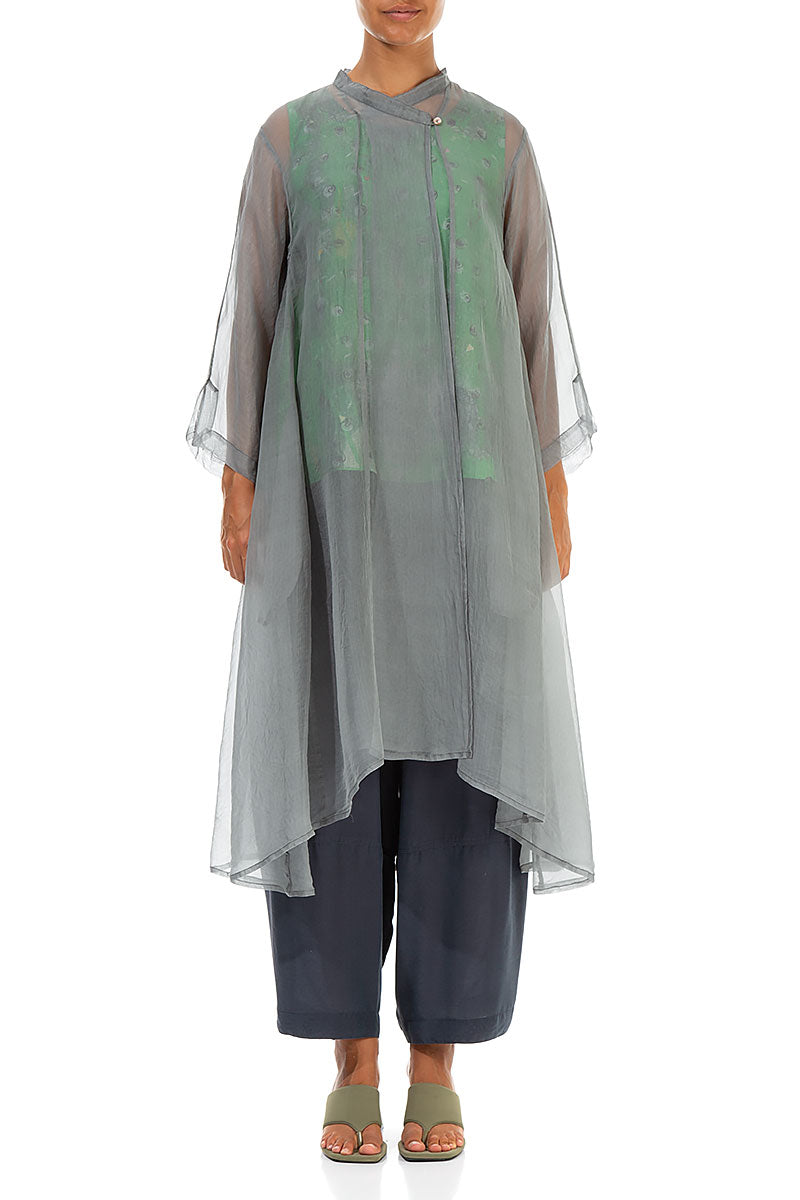 Flowy Sage Silk Chiffon Jacket
