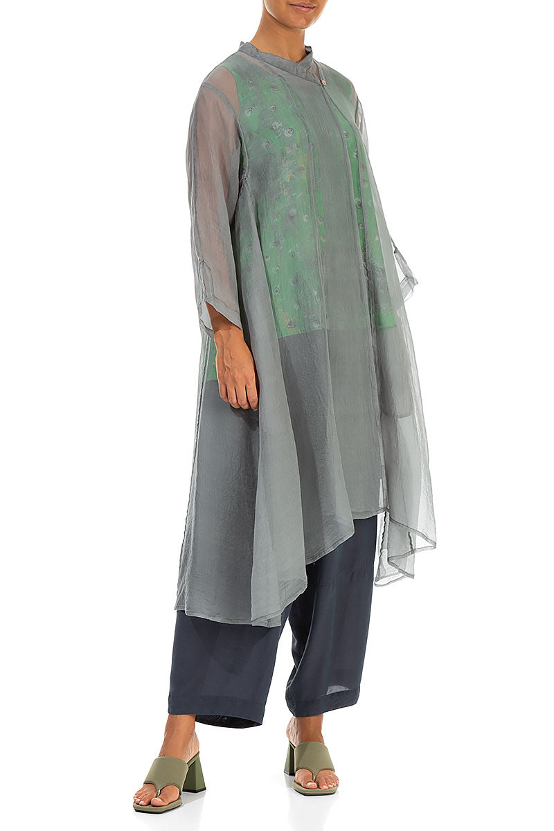 Flowy Sage Silk Chiffon Jacket
