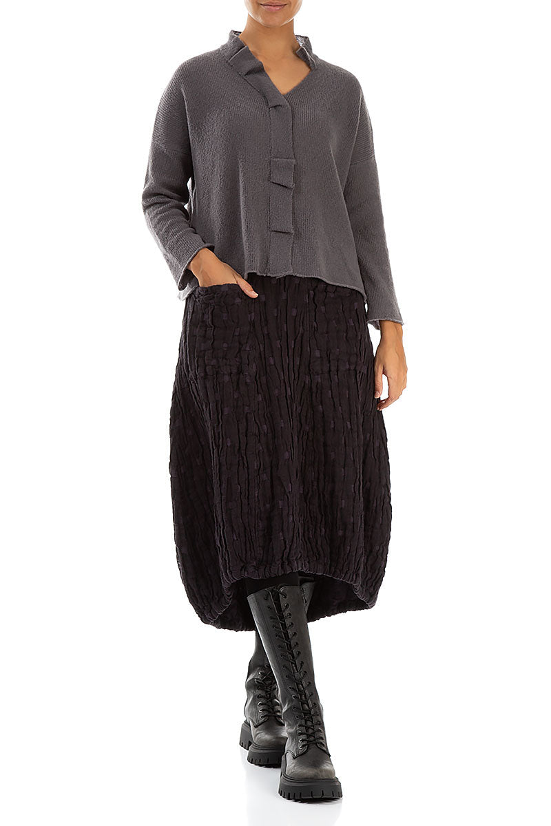 Frilled Neck Vintage Violet Wool Cardigan