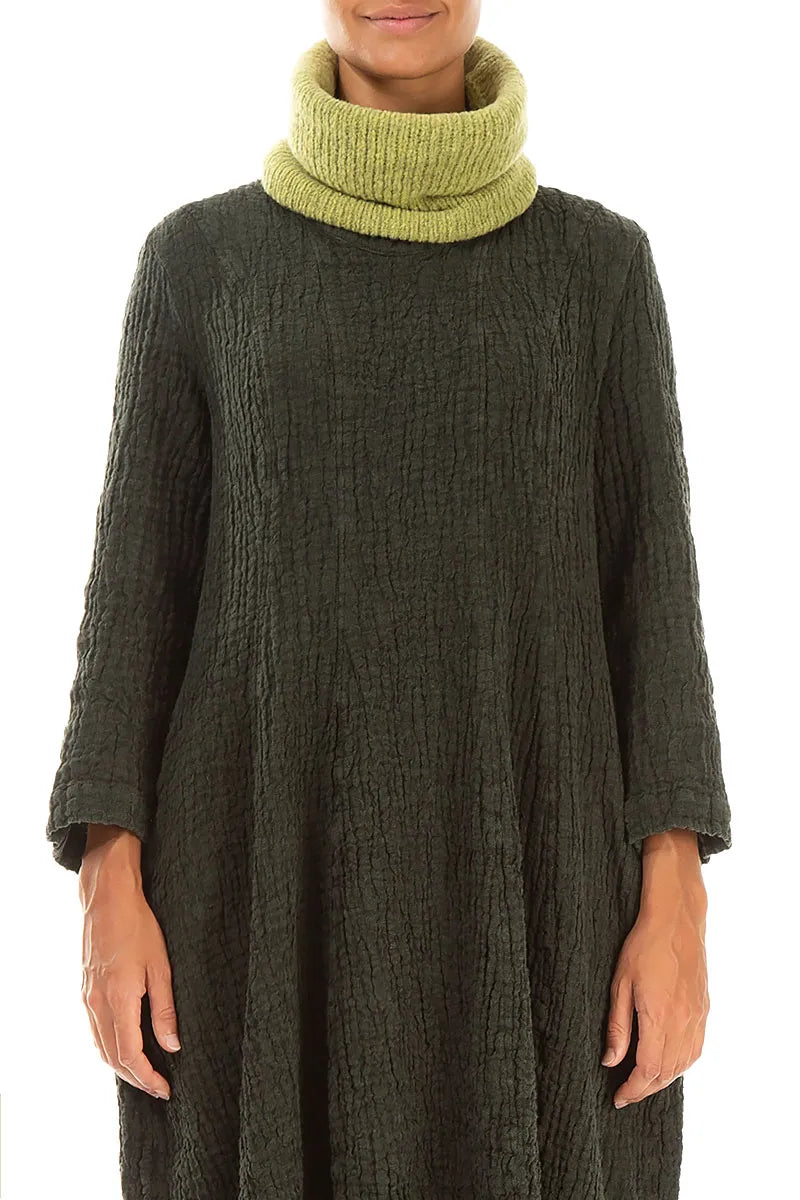 Golden Lime Knitted Wool Infinity Scarf 1