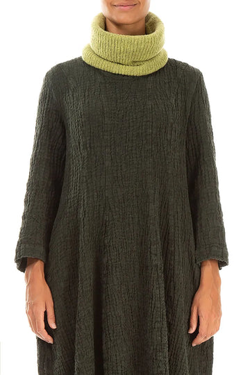 Golden Lime Knitted Wool Infinity Scarf 1