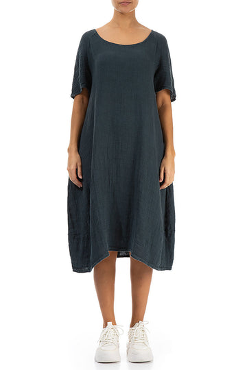 Graphite Textured Linen Dress