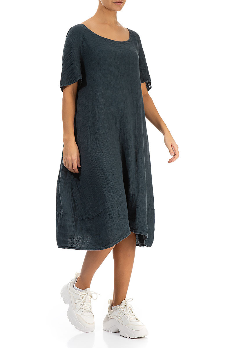 Graphite Textured Linen Dress