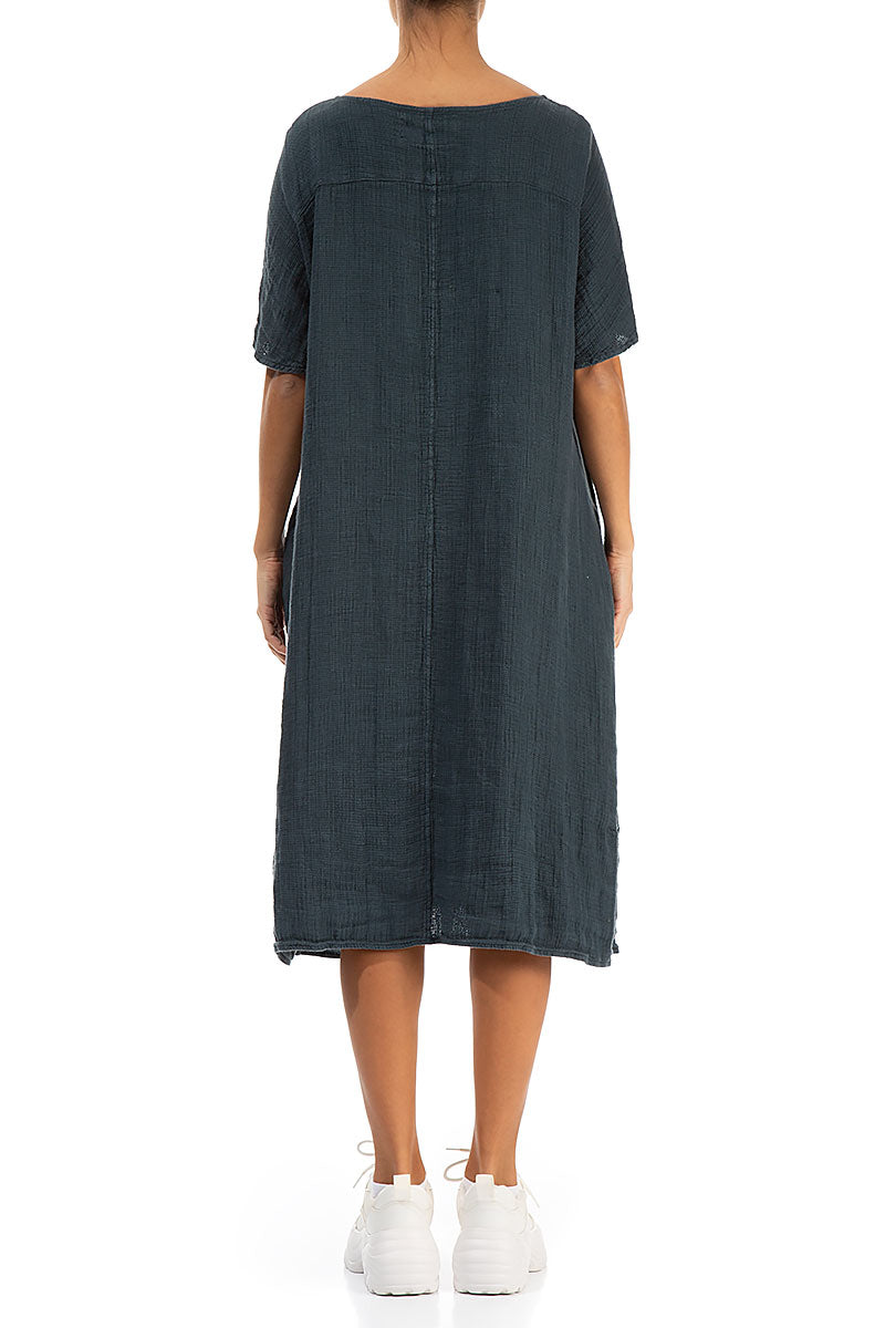 Graphite Textured Linen Dress