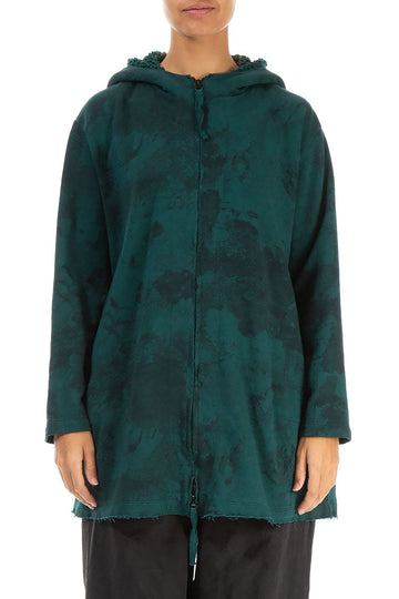 Hooded Emerald Marble Cotton Jacket