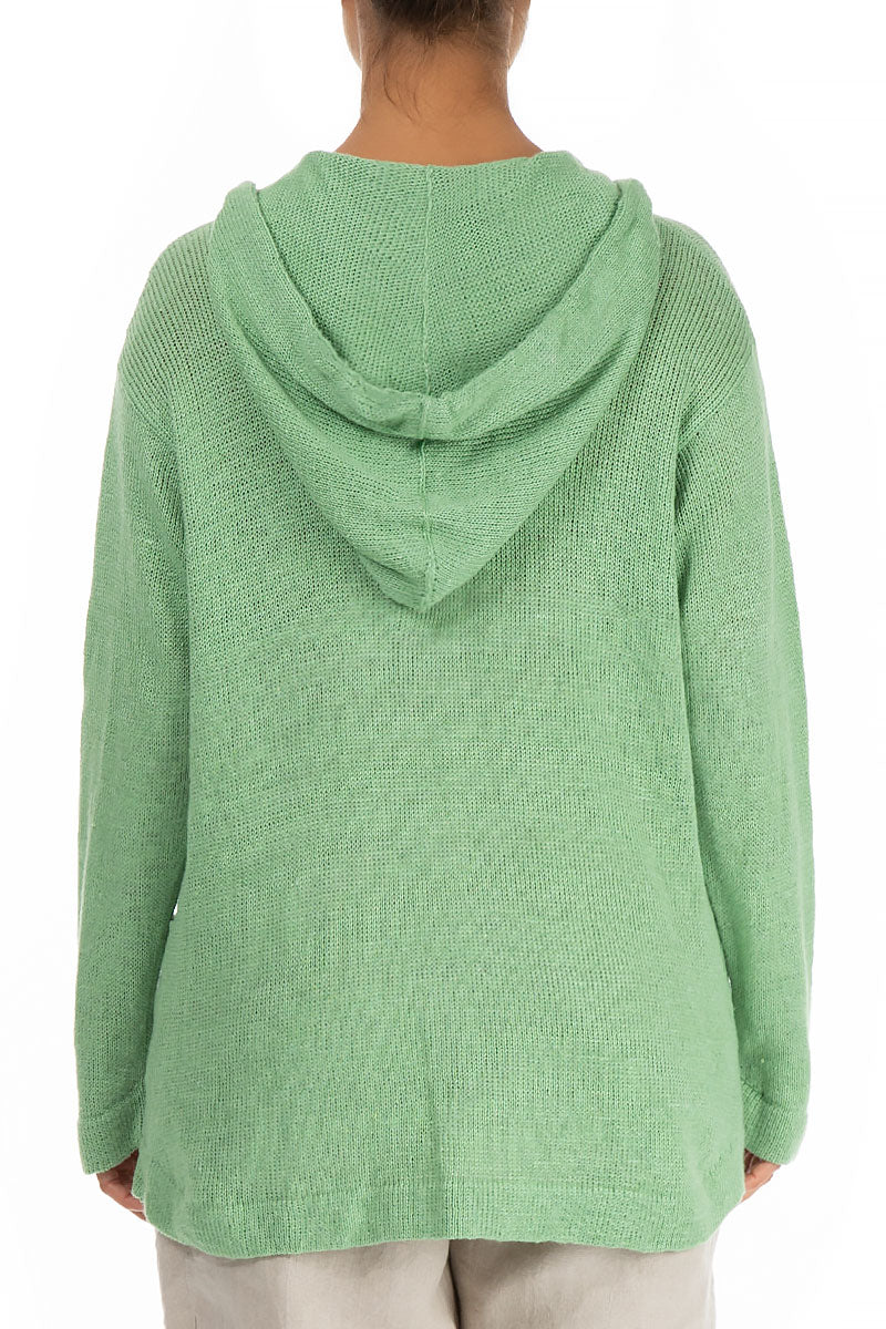Hooded Mint Silk Linen Cardigan