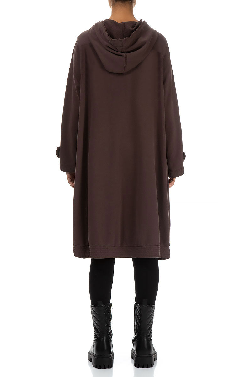 Hooded Three Pockets Pepper Brown Cotton Jacket