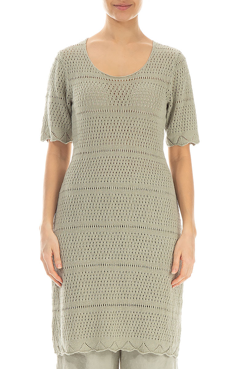 Knitted Laurel Green Linen Tunic Dress