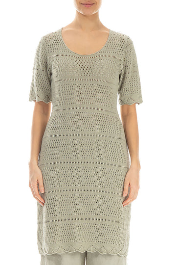 Knitted Laurel Green Linen Tunic Dress