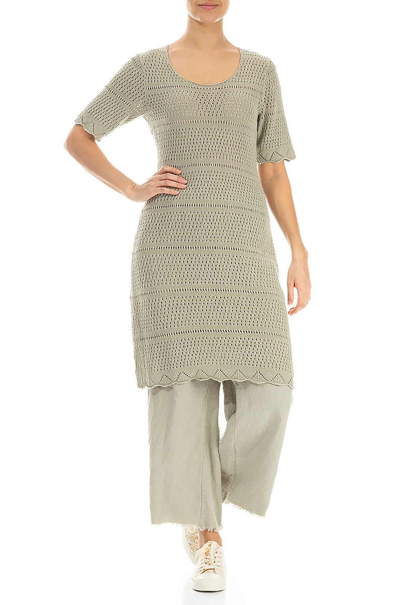 Knitted Laurel Green Linen Tunic Dress