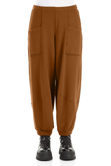 Large Pockets Aged Copper Cotton Trousers