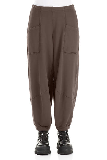 Large Pockets Forest Brown Cotton Trousers
