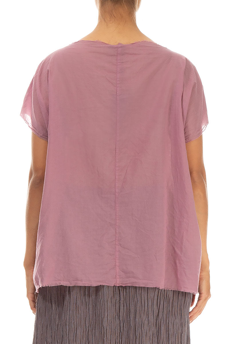 Layered Boatneck Mauve Taupe Cotton Blouse