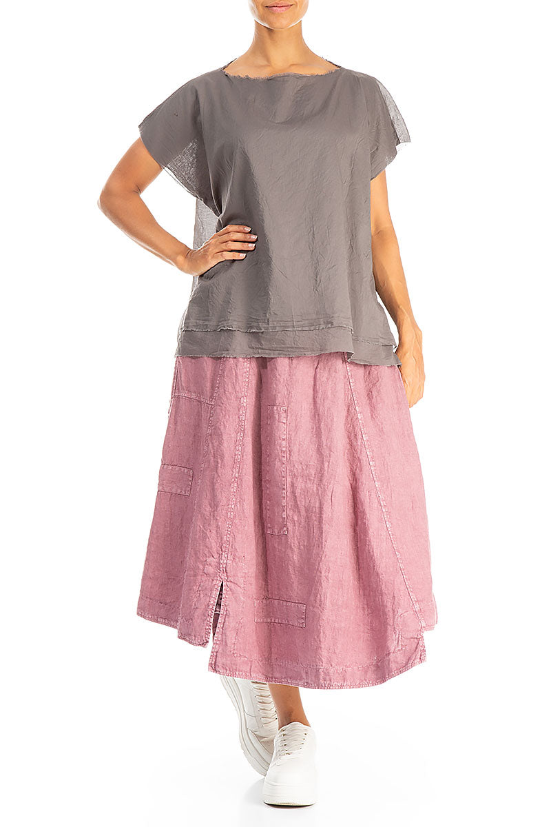 Layered Boatneck Truffle Cotton Blouse