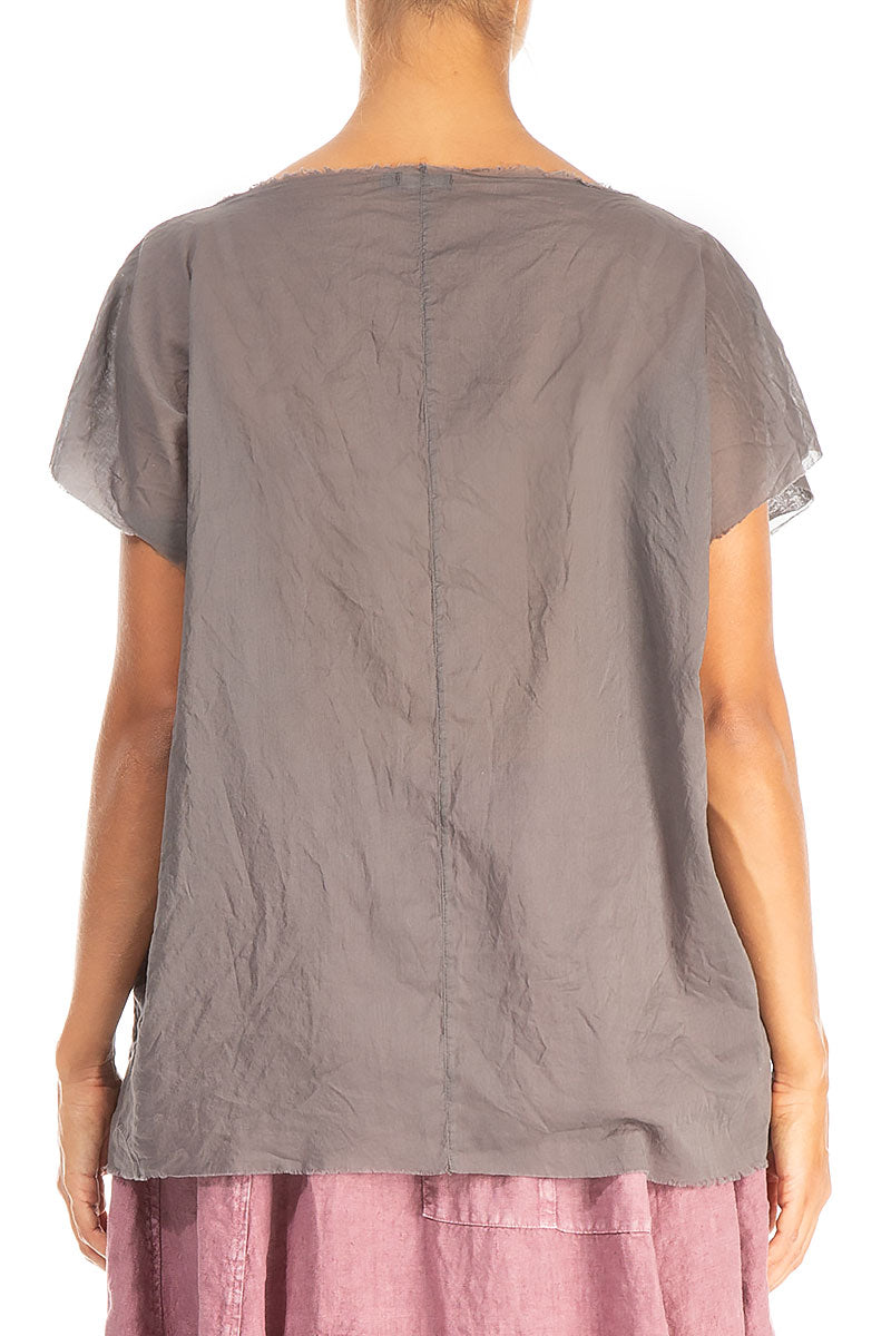 Layered Boatneck Truffle Cotton Blouse