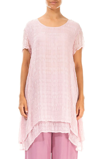 Layered Powder Pink Light Silk Tunic 1