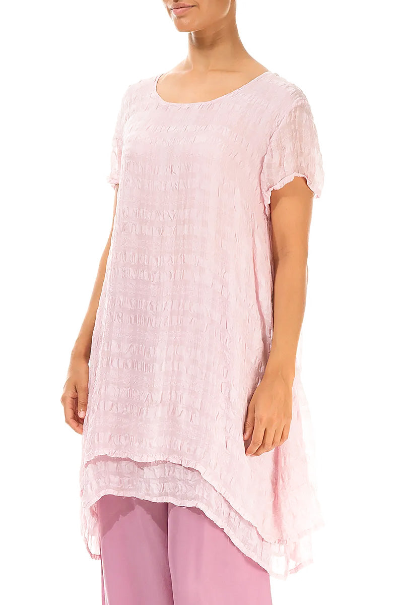 Layered Powder Pink Light Silk Tunic 3