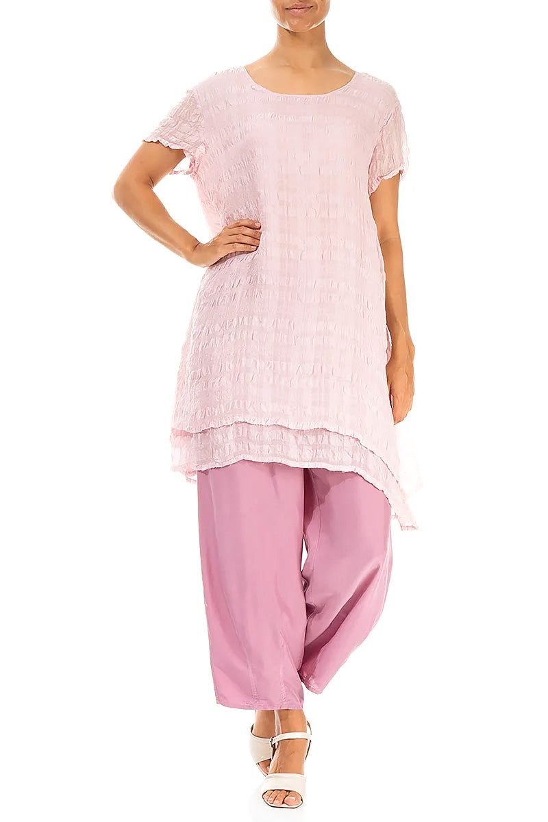 Layered Powder Pink Light Silk Tunic 4