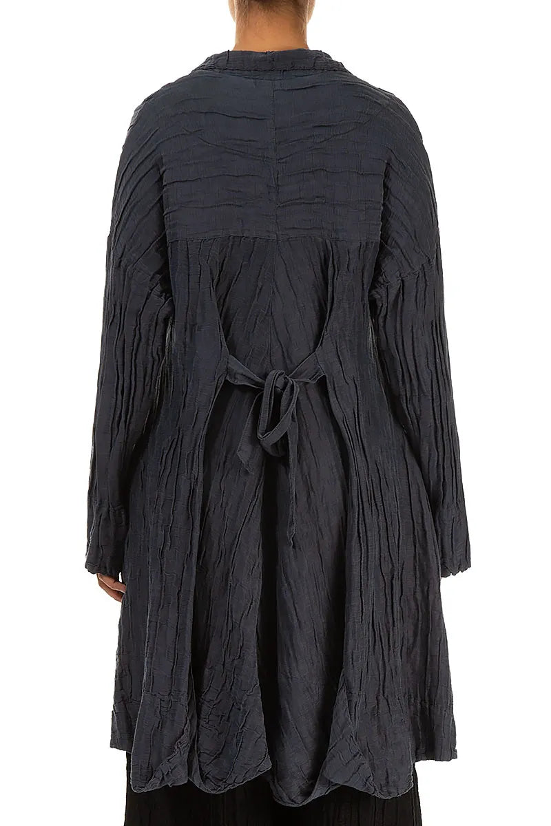 Longer Back Crinkled Violet Silk Linen Jacket