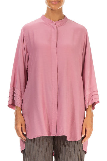 Longer Back Mauve Taupe Silk Bamboo Shirt