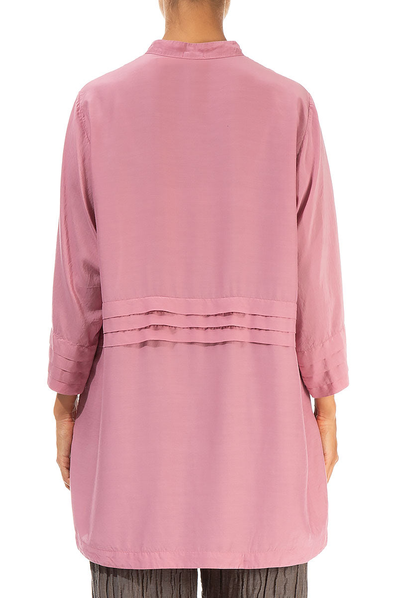 Longer Back Mauve Taupe Silk Bamboo Shirt