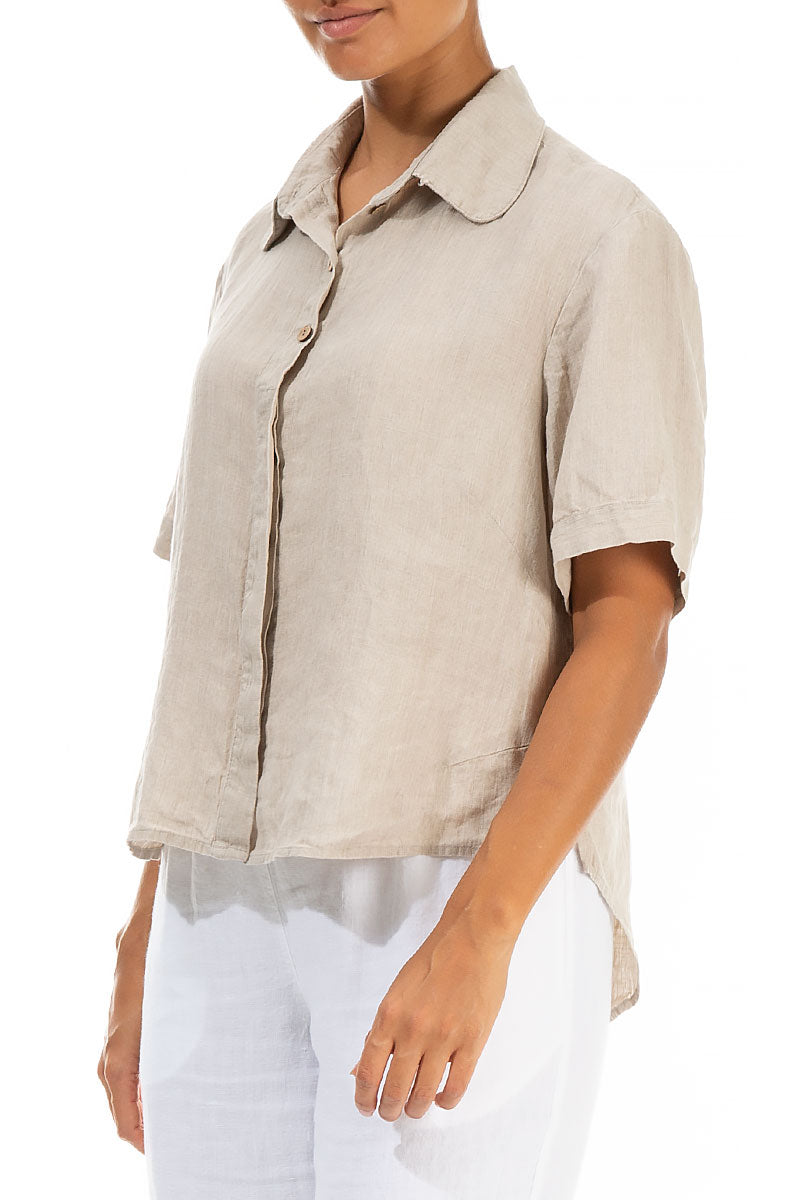 Longer Back Natural Linen Shirt