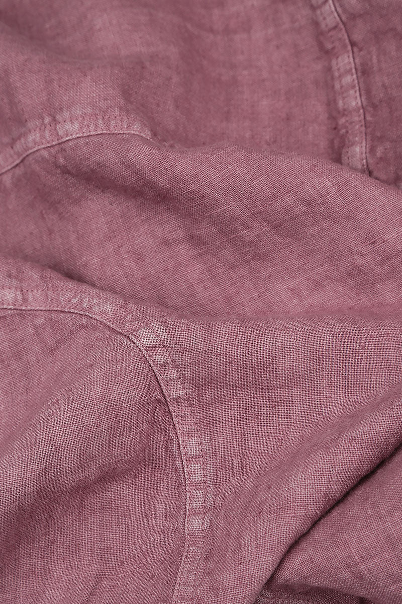 Loose Back Pockets Off-Dye Mauve Taupe Linen Trousers