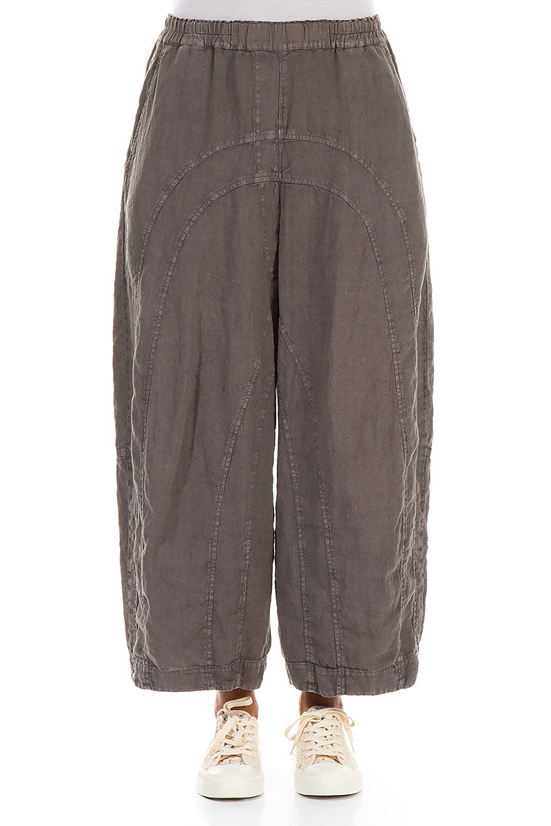 Loose Back Pockets Off-Dye Truffle Linen Trousers