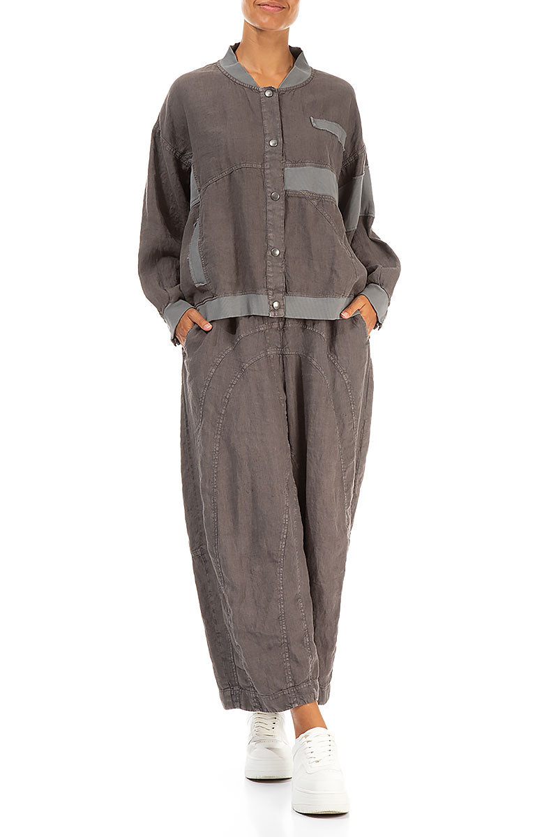 Loose Back Pockets Off-Dye Truffle Linen Trousers