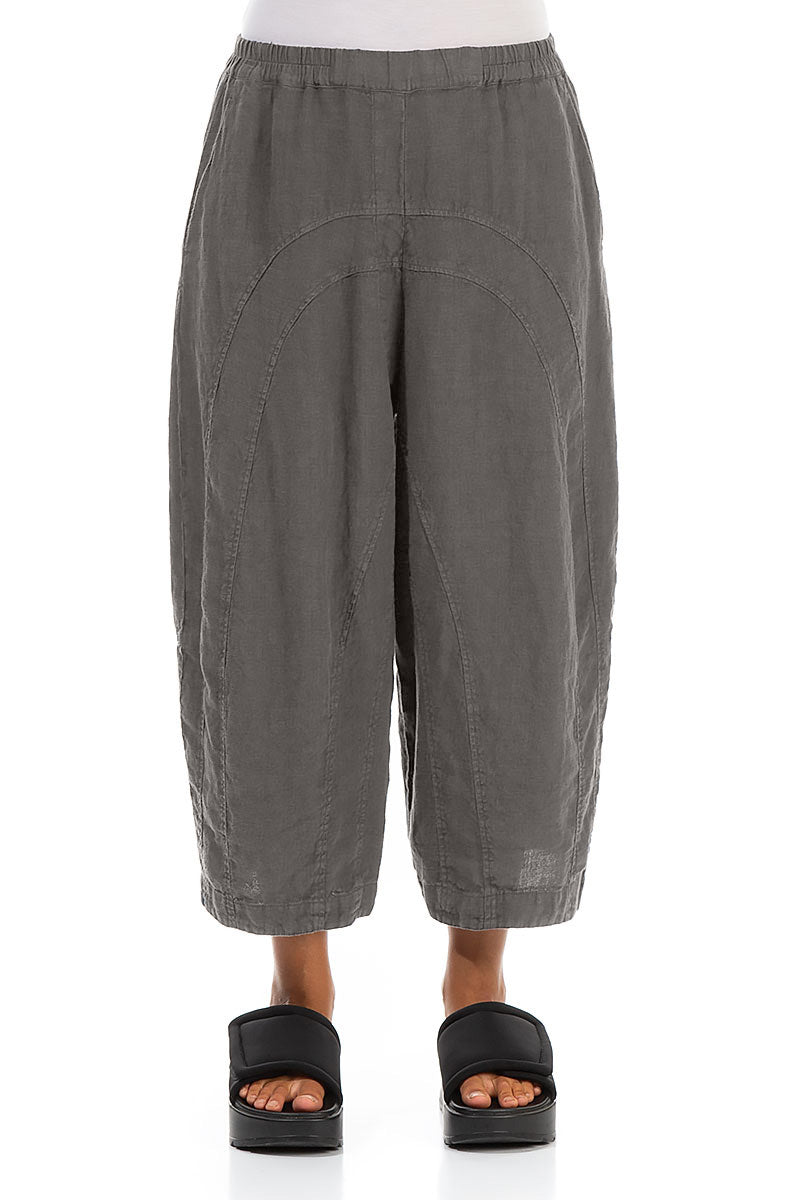 Loose Back Pockets Truffle Linen Trousers