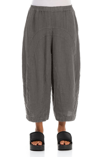 Loose Back Pockets Truffle Linen Trousers