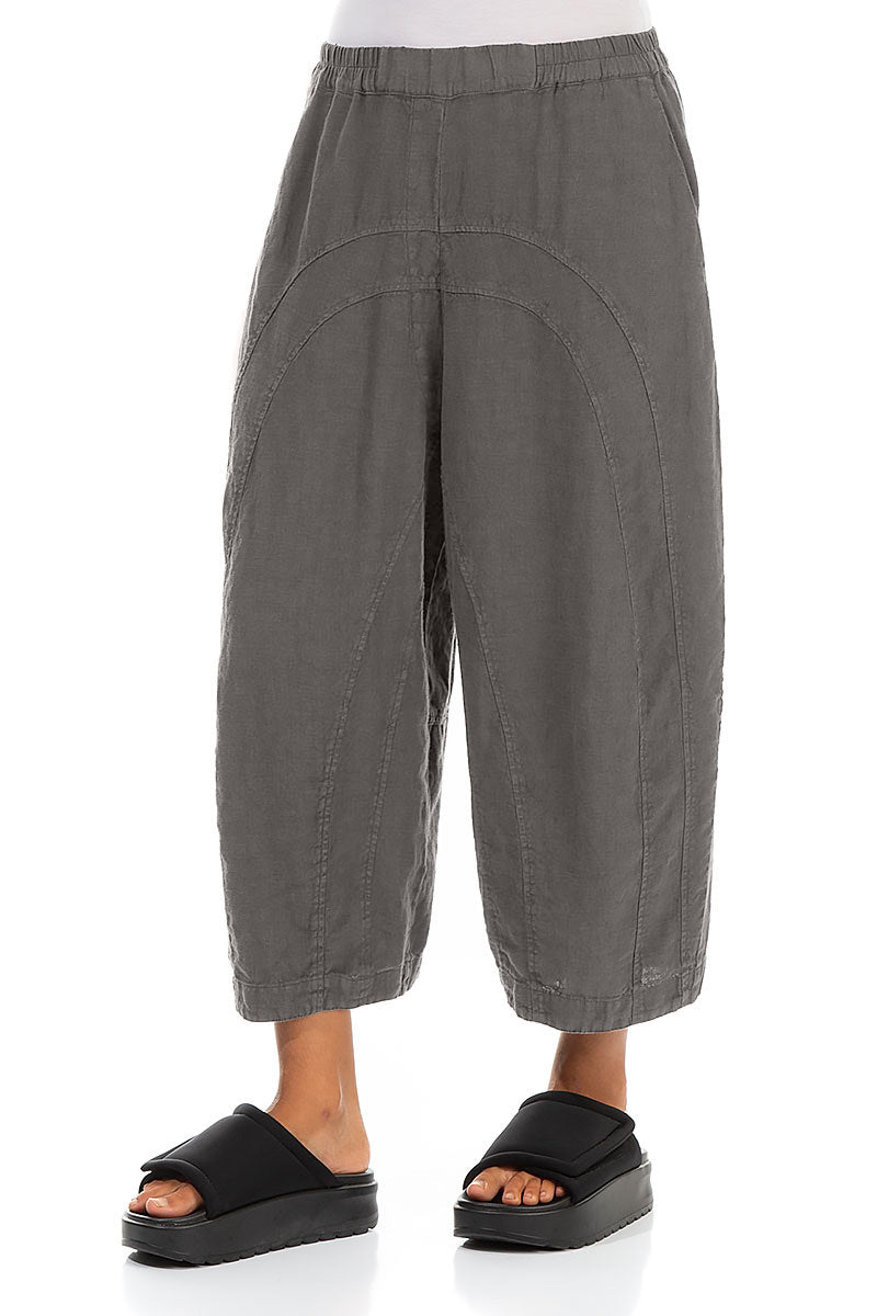 Loose Back Pockets Truffle Linen Trousers