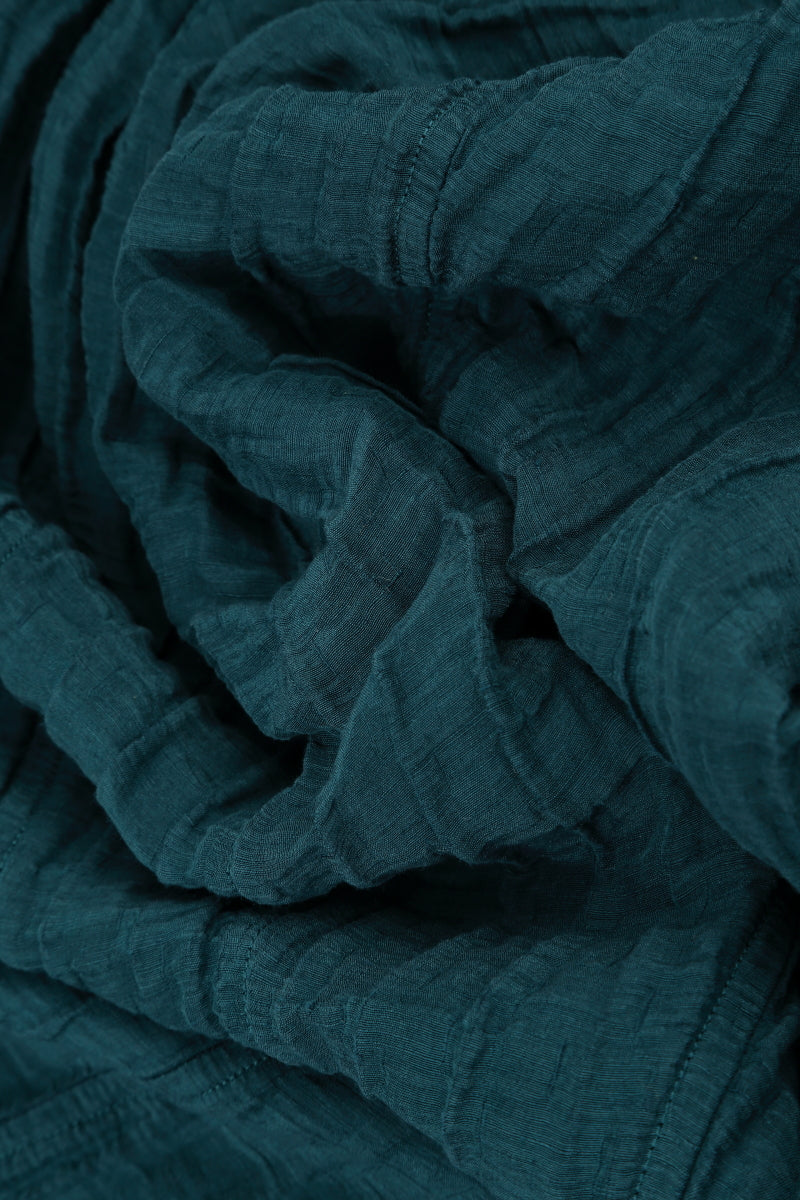 Loose Crinkled Dark Teal Silk Tunic
