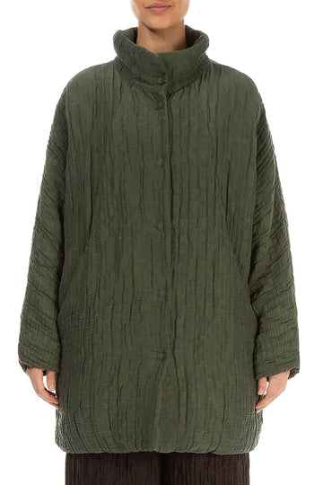 Loose Crinkled Forest Mist Silk Linen Coat 1