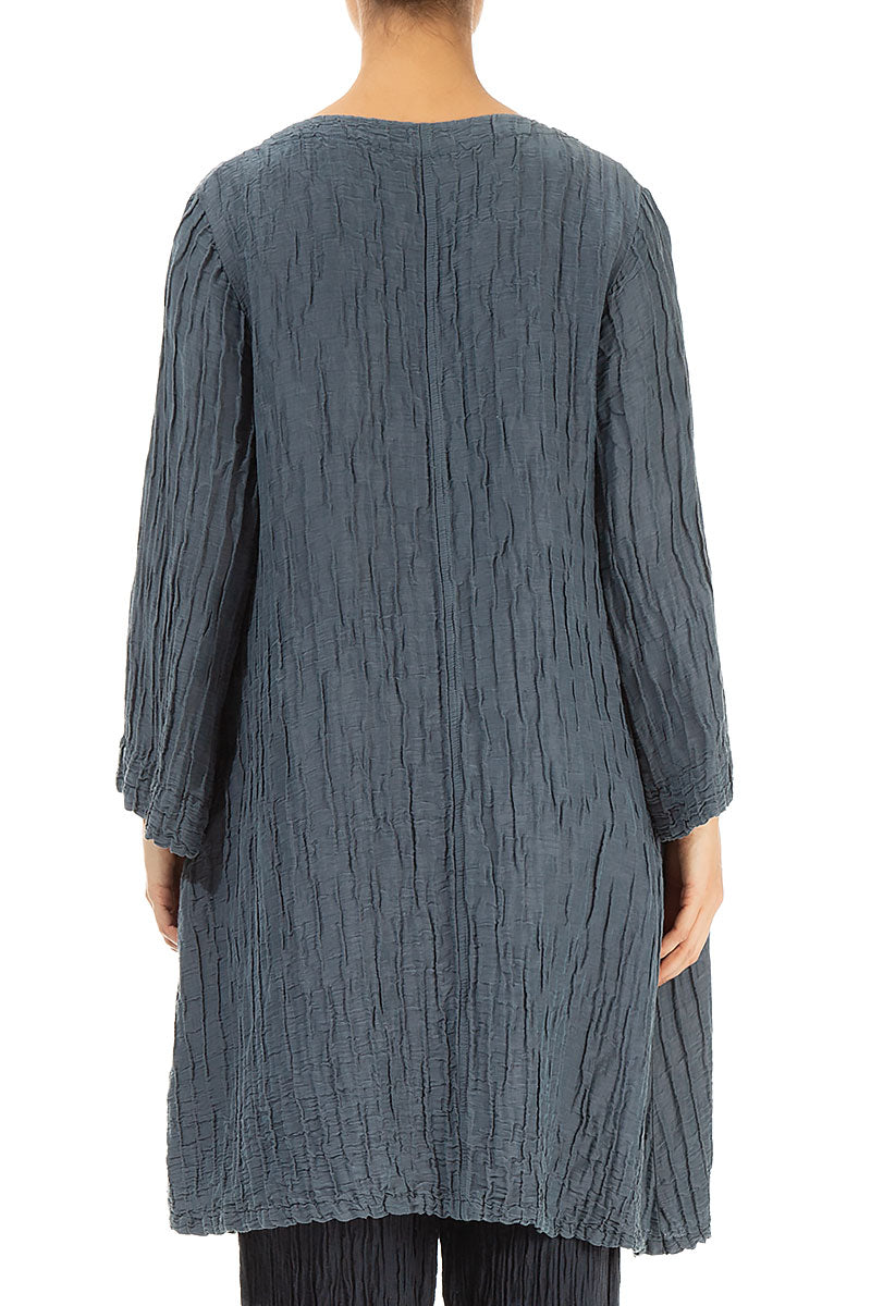 Loose Crinkled Graphite Silk Tunic