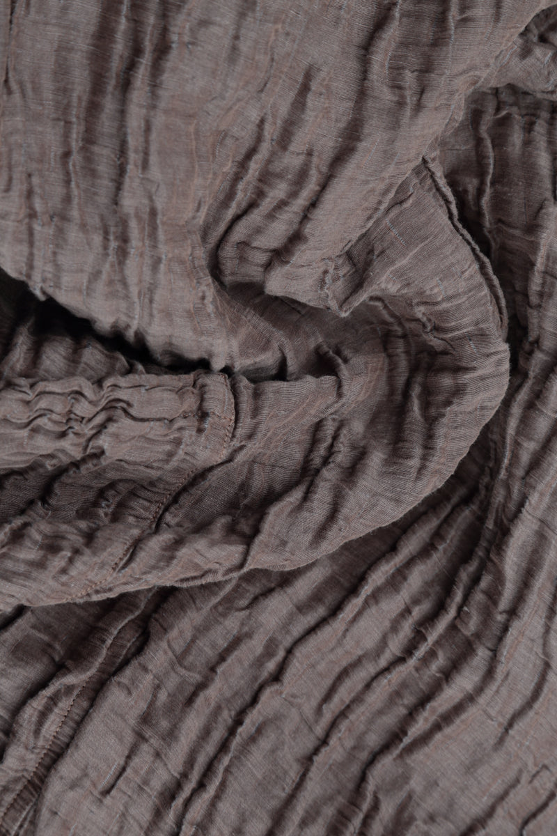 Loose Crinkled Truffle Silk Linen Shirt