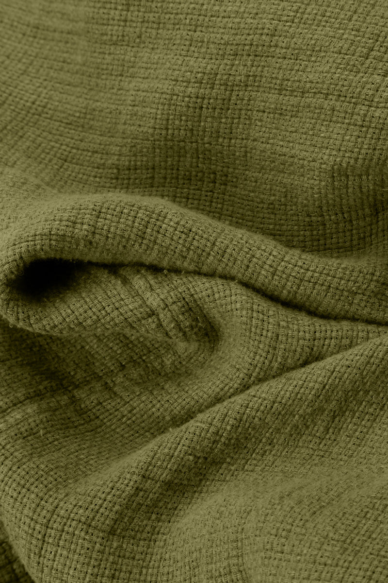 Loose Olive Textured Linen Shirt