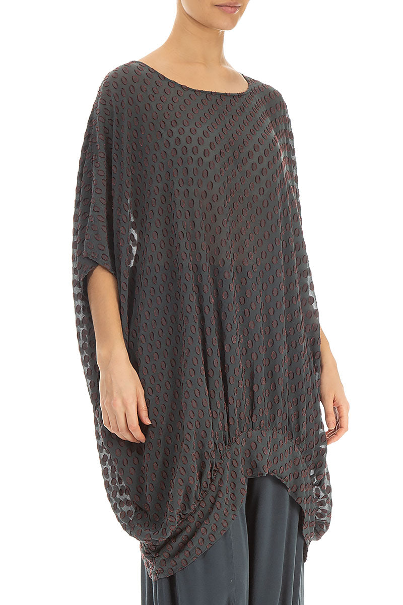 Loose Taper Dark Grey Silk Tunic