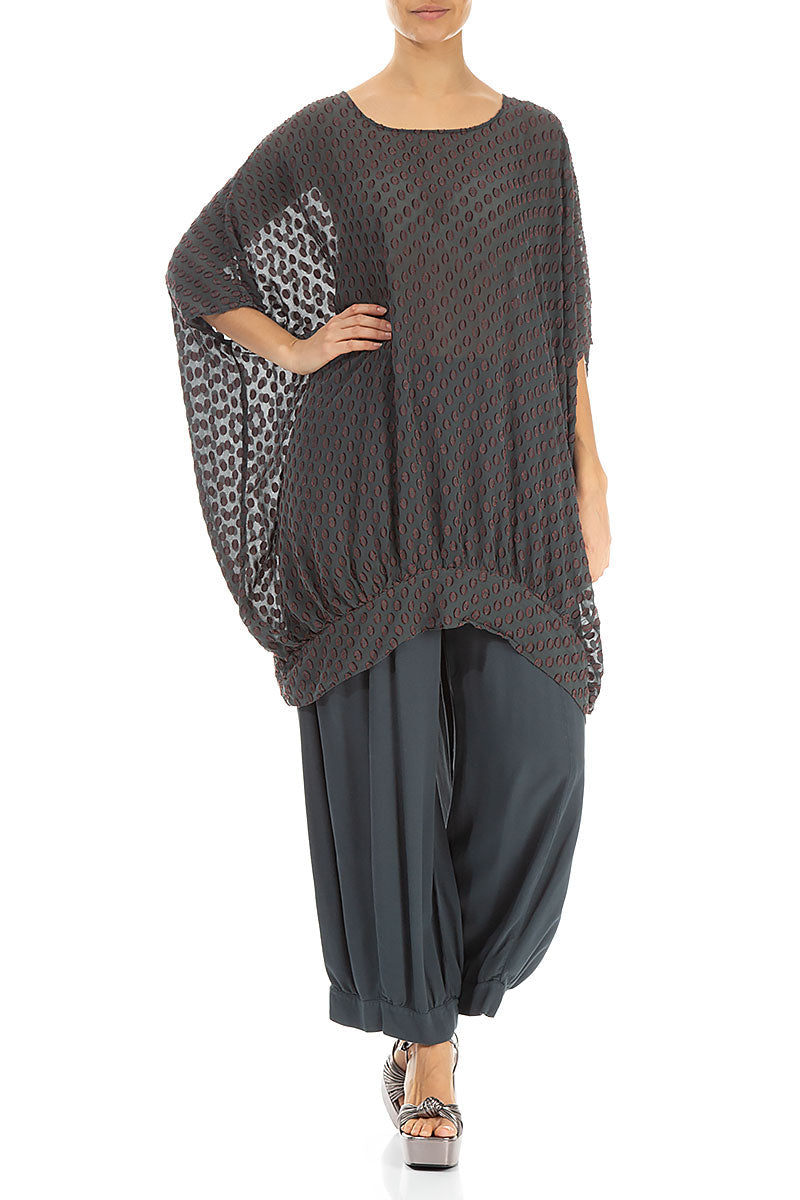 Loose Taper Dark Grey Silk Tunic