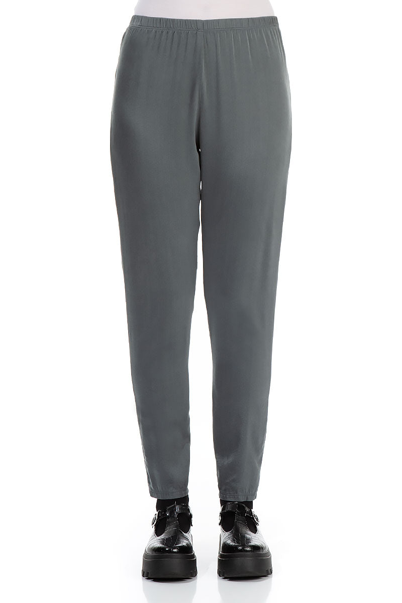 Stylish Forest Grey Silk Leggings