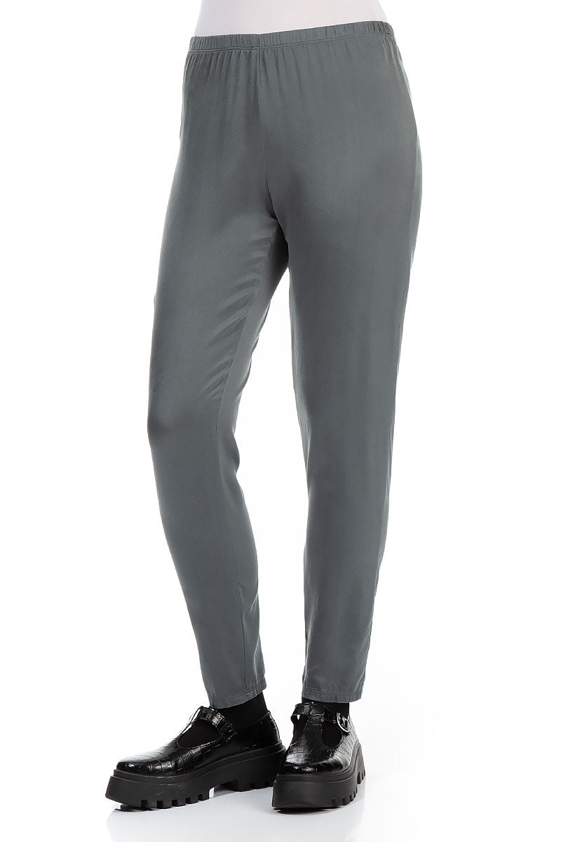 Stylish Forest Grey Silk Leggings