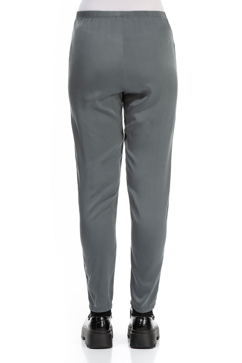 Stylish Forest Grey Silk Leggings