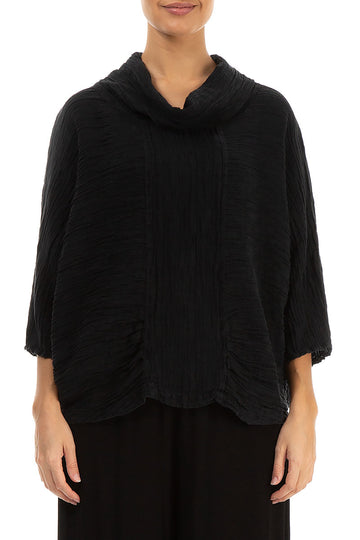 Cowl Neck Black Silk  Blouse