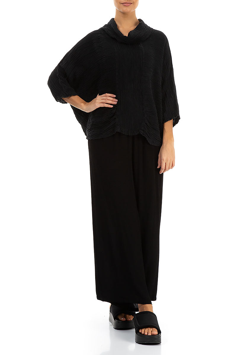 Cowl Neck Black Silk  Blouse