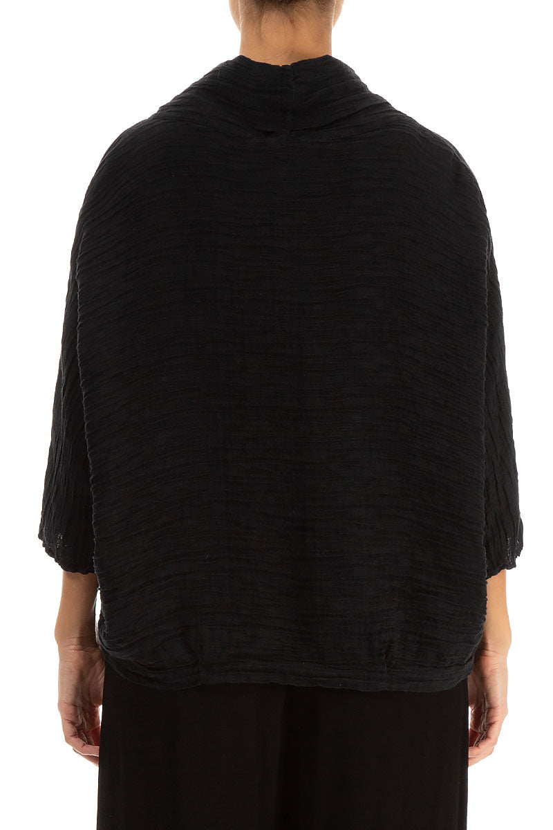 Cowl Neck Black Silk  Blouse