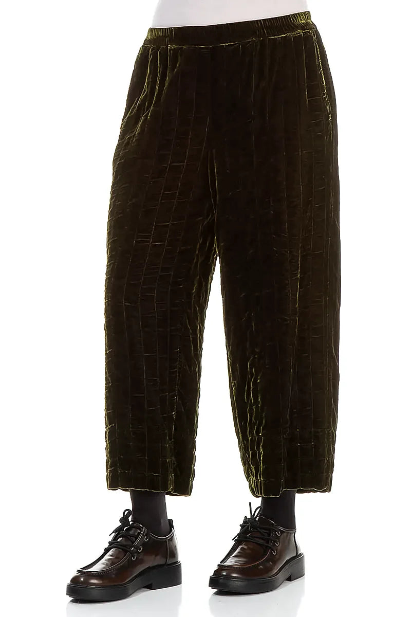 Forest Mist Pleated Silk Velvet Trousers