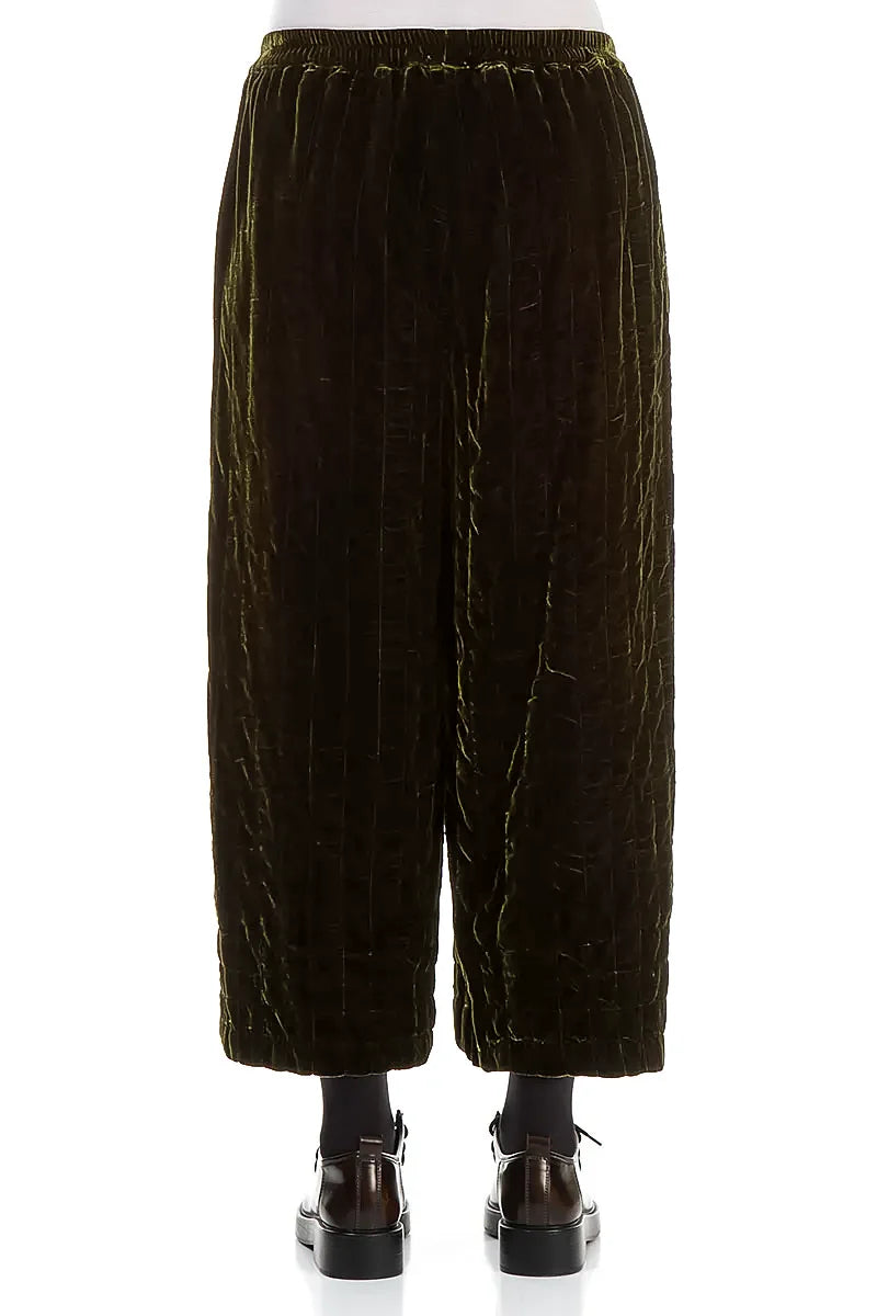 Forest Mist Pleated Silk Velvet Trousers